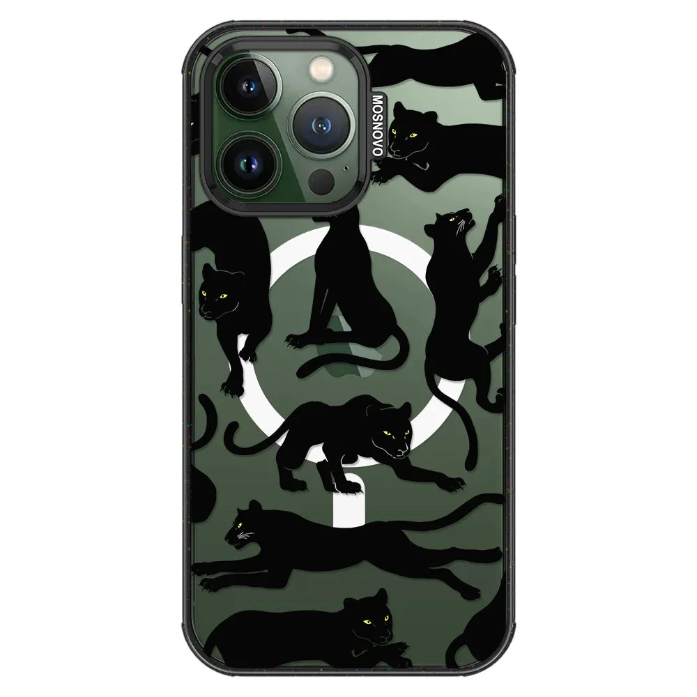 Black Panther Phone Case - iPhone 13 Pro Case Clear Black ShockStone With MagSafe