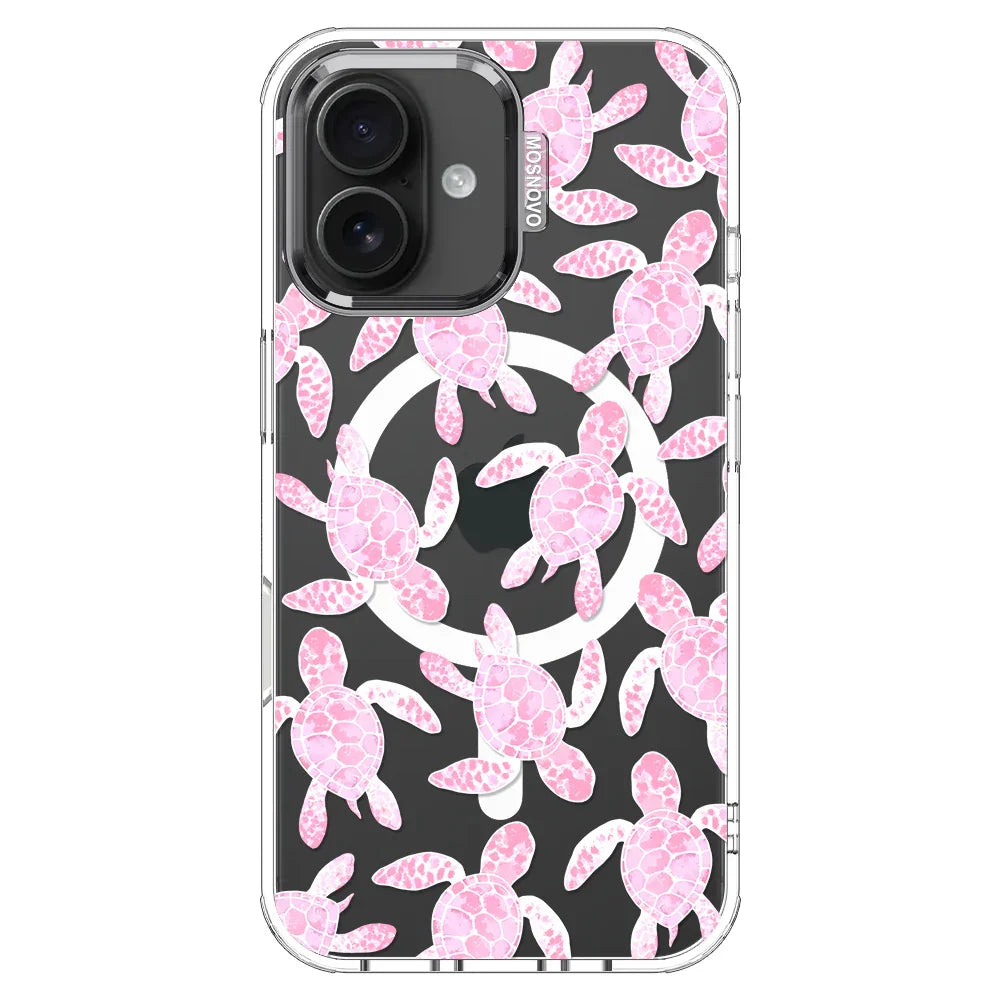 Pink Turtle Phone Case - iPhone 16 Plus Case Clear With MagSafe
