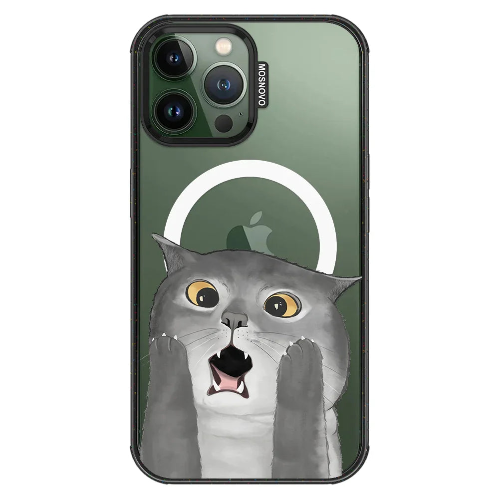OMG Cat Phone Case - iPhone 13 Pro Max Case Clear Black ShockStone With MagSafe