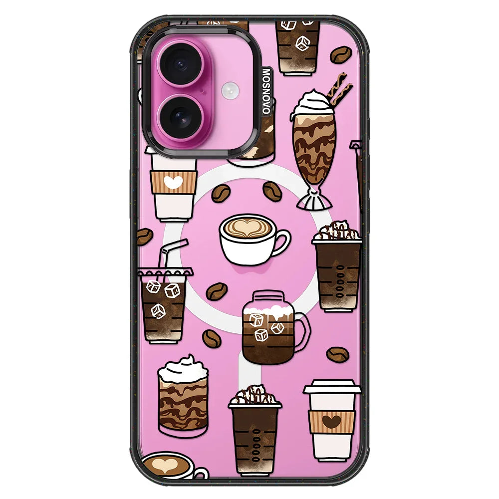 Coffee Phone Case - iPhone 16 Case Clear Black ShockStone With MagSafe