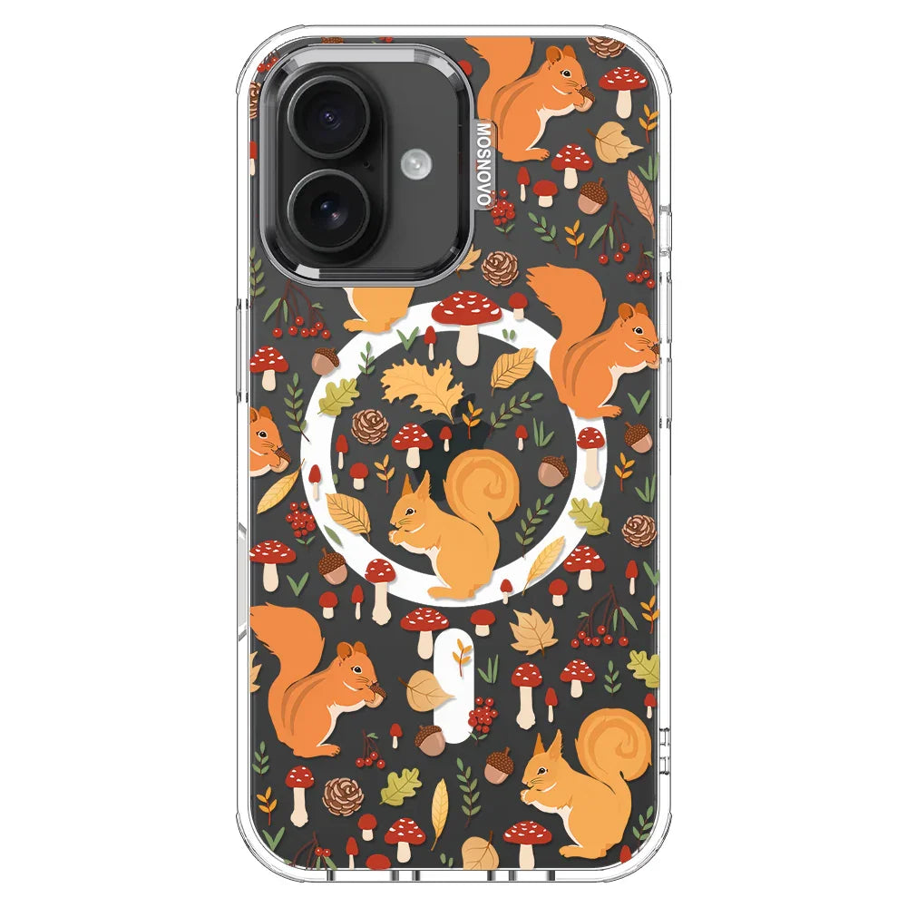 Autumn Squirrel Phone Case - iPhone 16 Plus Case Clear With MagSafe