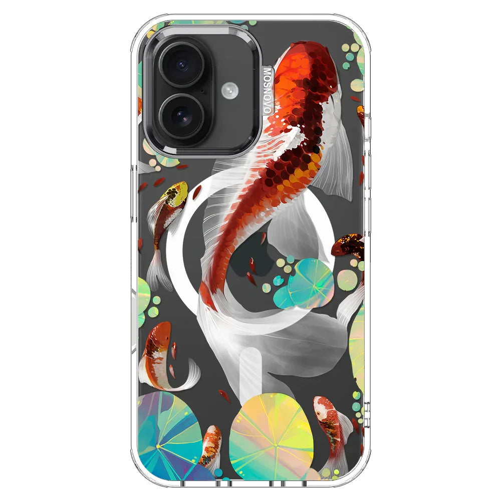 Koi Art Phone Case - iPhone 16 Case Clear With MagSafe
