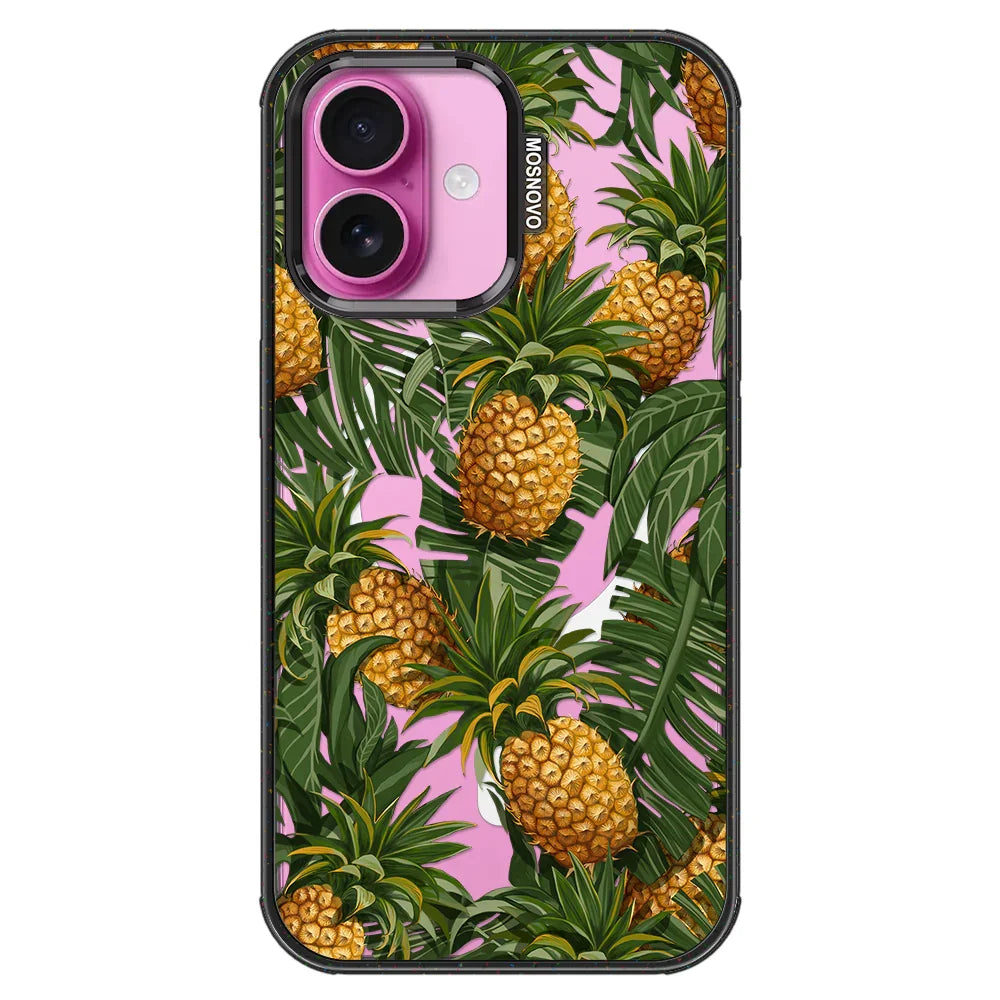 Pineapples Phone Case - iPhone 16 Case Clear Black ShockStone With MagSafe