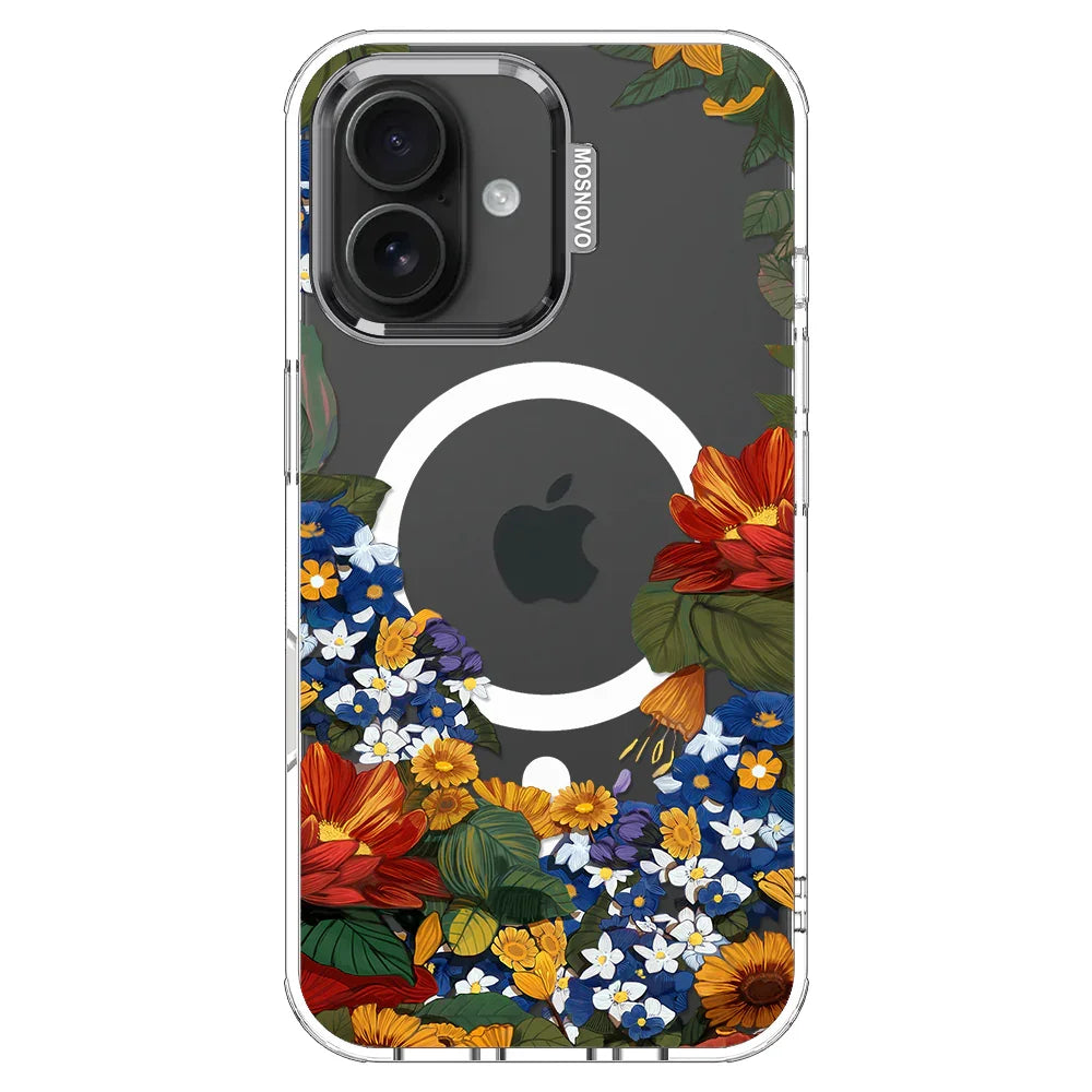 Floral Garden Phone Case - iPhone 16 Plus Case Clear With MagSafe