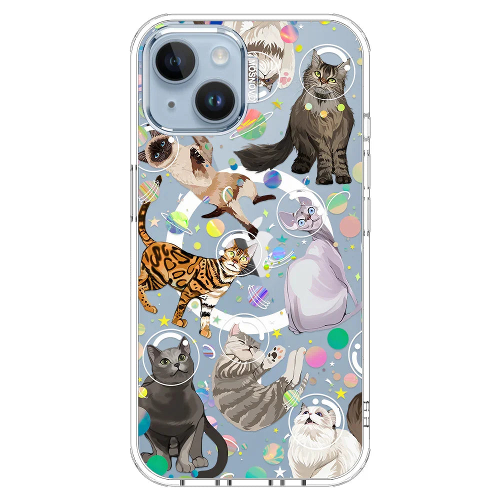 Space Cat Phone Case - iPhone 14 Case Clear With MagSafe