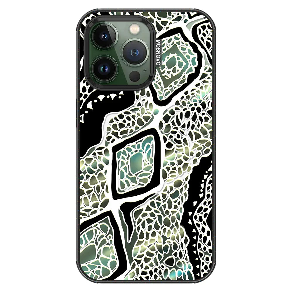 Jade Snake Phone Case - iPhone 13 Pro Case Clear Black ShockStone With MagSafe