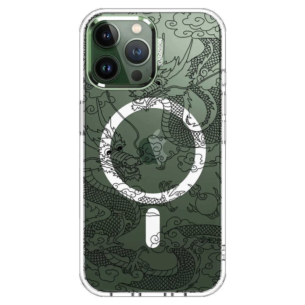 Black Dragon Phone Case - iPhone 13 Pro Max Case Clear With MagSafe