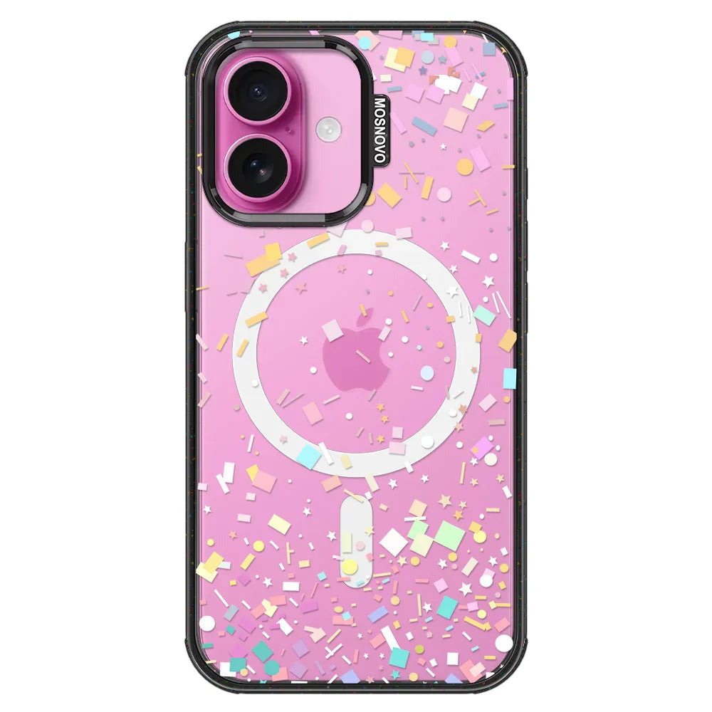 Confetti Phone Case - iPhone 16 Plus Case Clear Black ShockStone With MagSafe