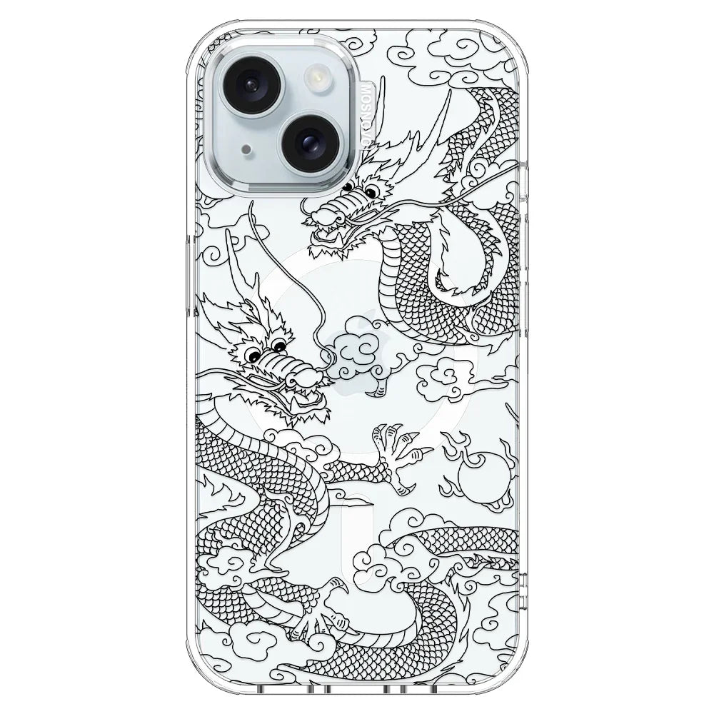 Black Dragon Phone Case - iPhone 15 Case Clear With MagSafe