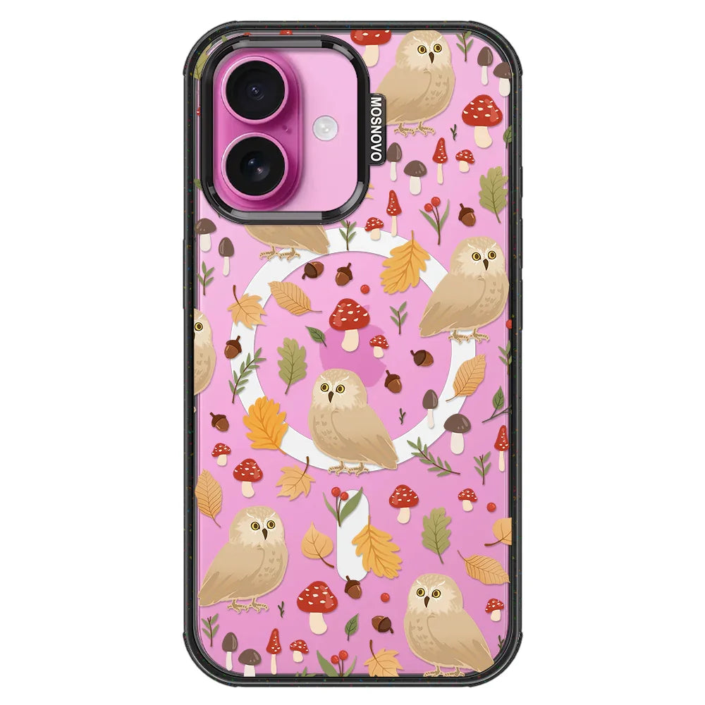 Autumn Owl Phone Case - iPhone 16 Plus Case Clear Black ShockStone With MagSafe