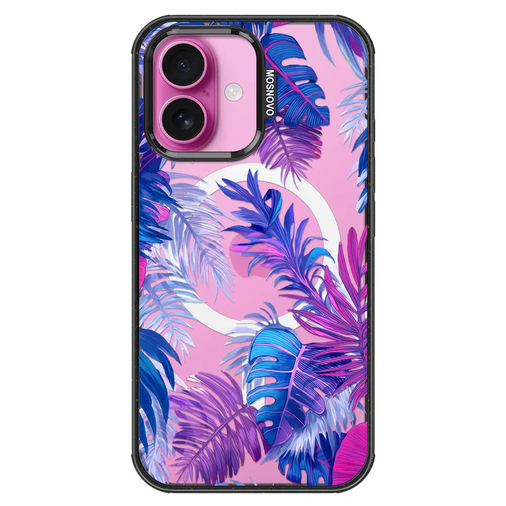 Fancy Palm Leaf Phone Case - iPhone 16 Case Clear Black ShockStone With MagSafe