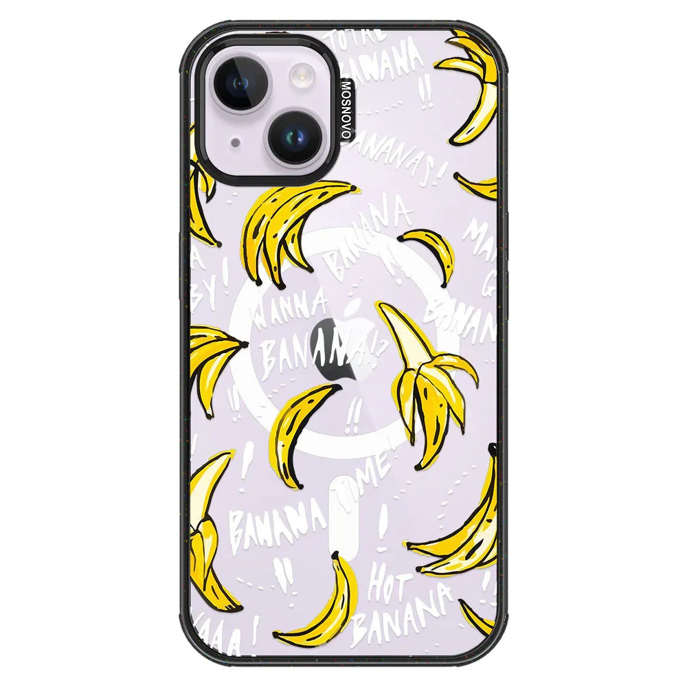 Banana Banana Phone Case - iPhone 14 Plus Case Clear Black ShockStone With MagSafe