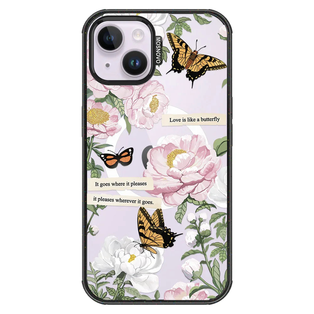 Bloom Phone Case - iPhone 14 Case Clear Black ShockStone With MagSafe