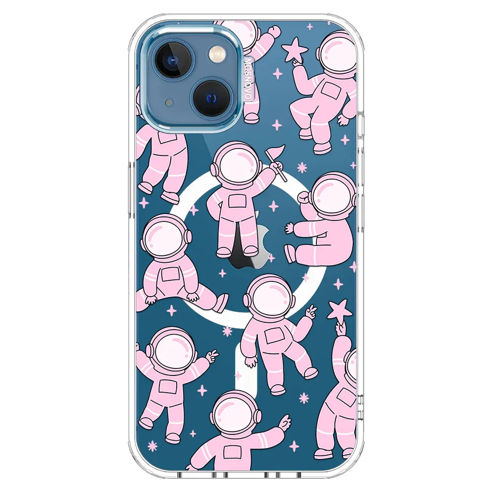 Pink Astronaut Phone Case - iPhone 13 Case Clear With MagSafe