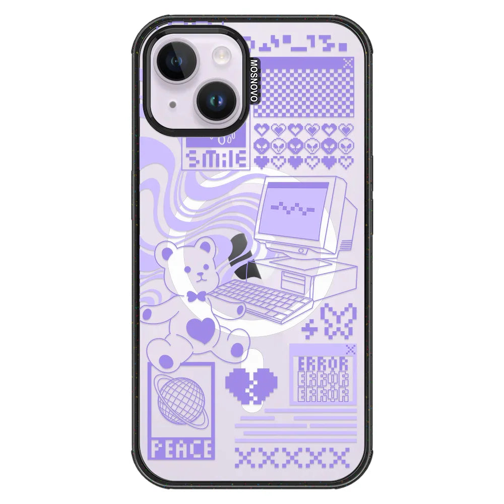 Y2K Aesthetic Phone Case - iPhone 14 Case Clear Black ShockStone With MagSafe