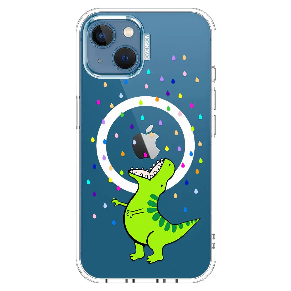 Rainbow Dinosaur Phone Case - iPhone 13 Case Clear With MagSafe