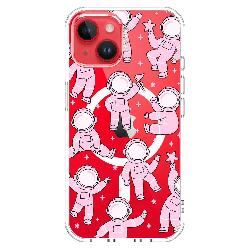 Pink Astronaut Phone Case - iPhone 13 Case Clear With MagSafe