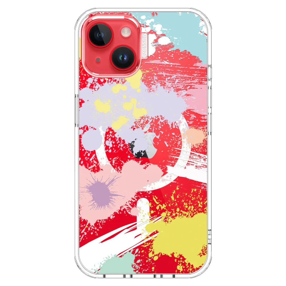 Splash Paint Phone Case - iPhone 14 Plus Case Clear With MagSafe