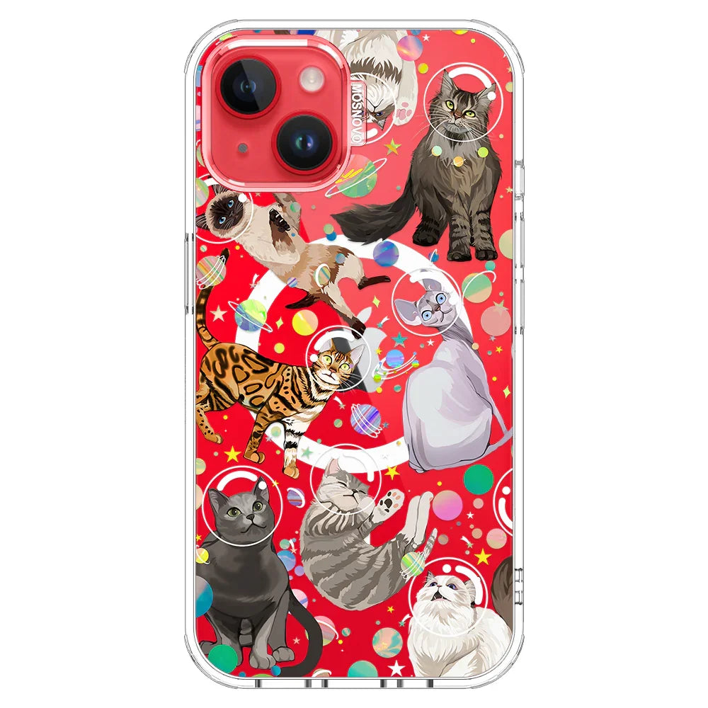 Space Cat Phone Case - iPhone 14 Case Clear With MagSafe