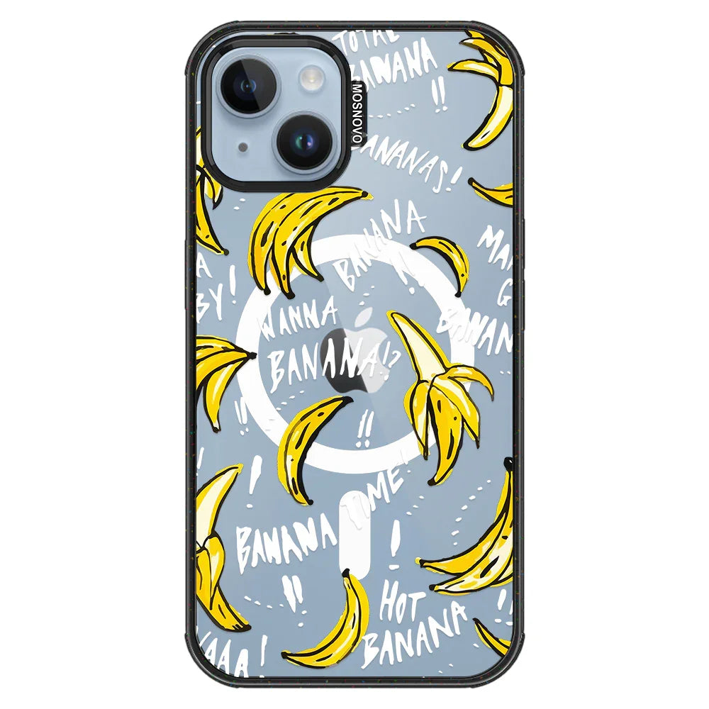 Banana Banana Phone Case - iPhone 14 Plus Case Clear Black ShockStone With MagSafe