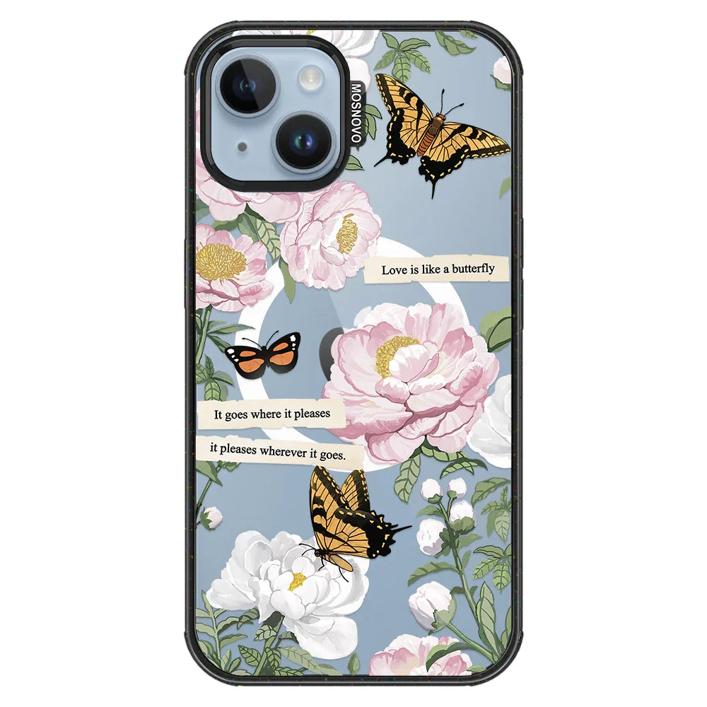 Bloom Phone Case - iPhone 14 Case Clear Black ShockStone With MagSafe