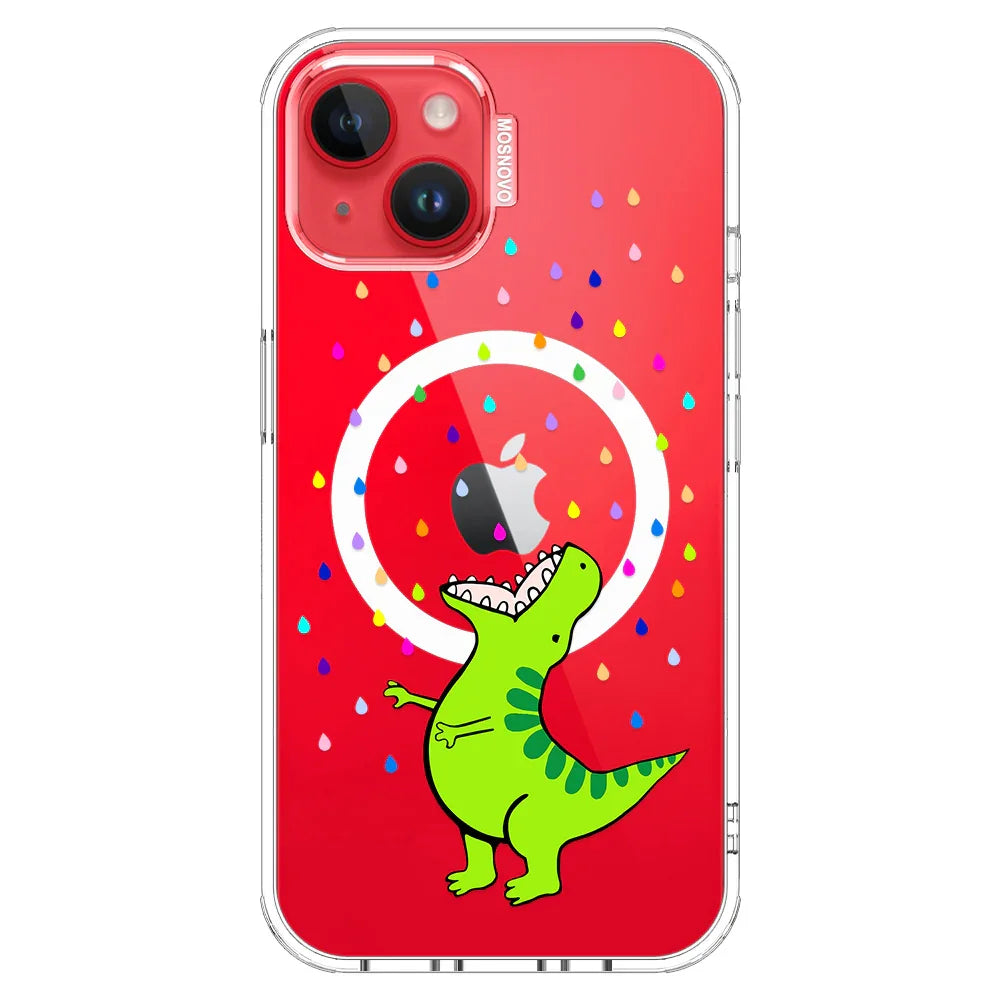 Rainbow Dinosaur Phone Case - iPhone 13 Case Clear With MagSafe