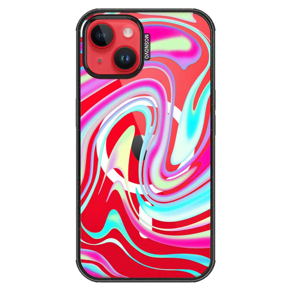 Psychedelic Swirls Phone Case - iPhone 13 Case Clear Black ShockStone With MagSafe