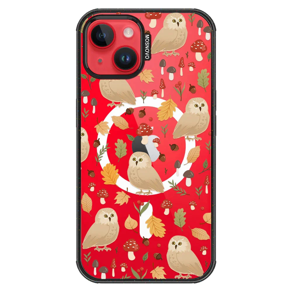 Autumn Owl Phone Case - iPhone 13 Case Clear Black ShockStone With MagSafe