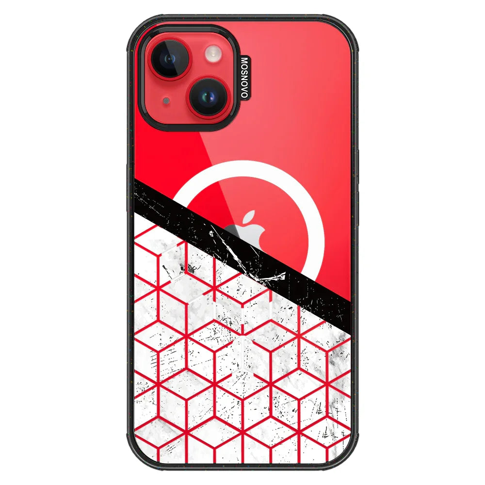 Marble Block Art Phone Case - iPhone 14 Plus Case Clear Black ShockStone With MagSafe