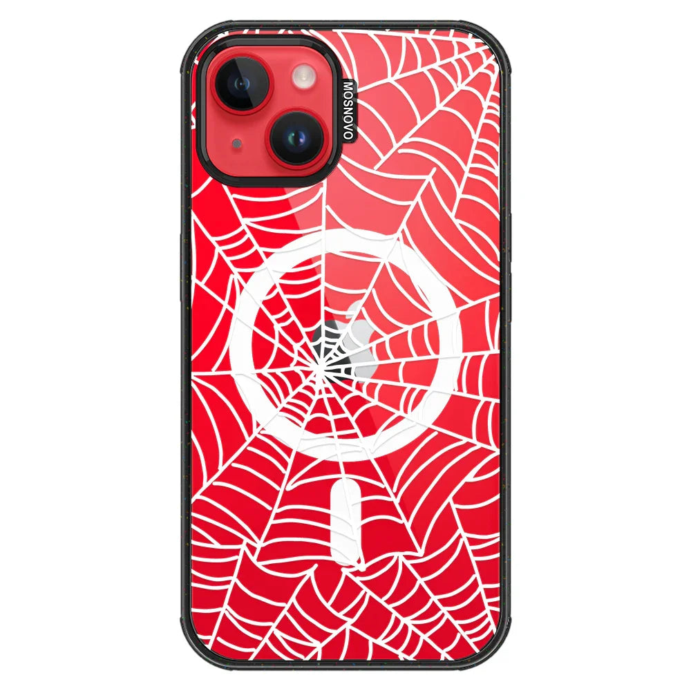Spider Web Phone Case - iPhone 13 Case Clear Black ShockStone With MagSafe