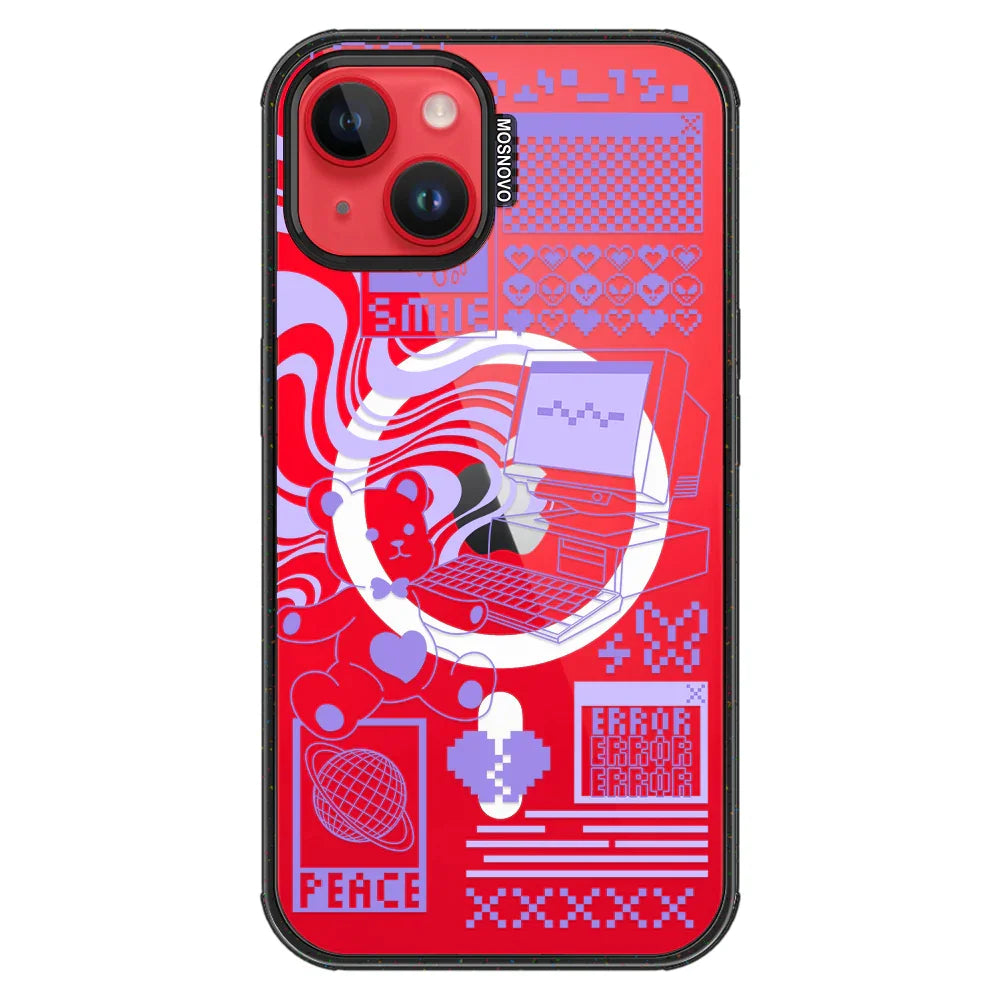 Y2K Aesthetic Phone Case - iPhone 14 Case Clear Black ShockStone With MagSafe