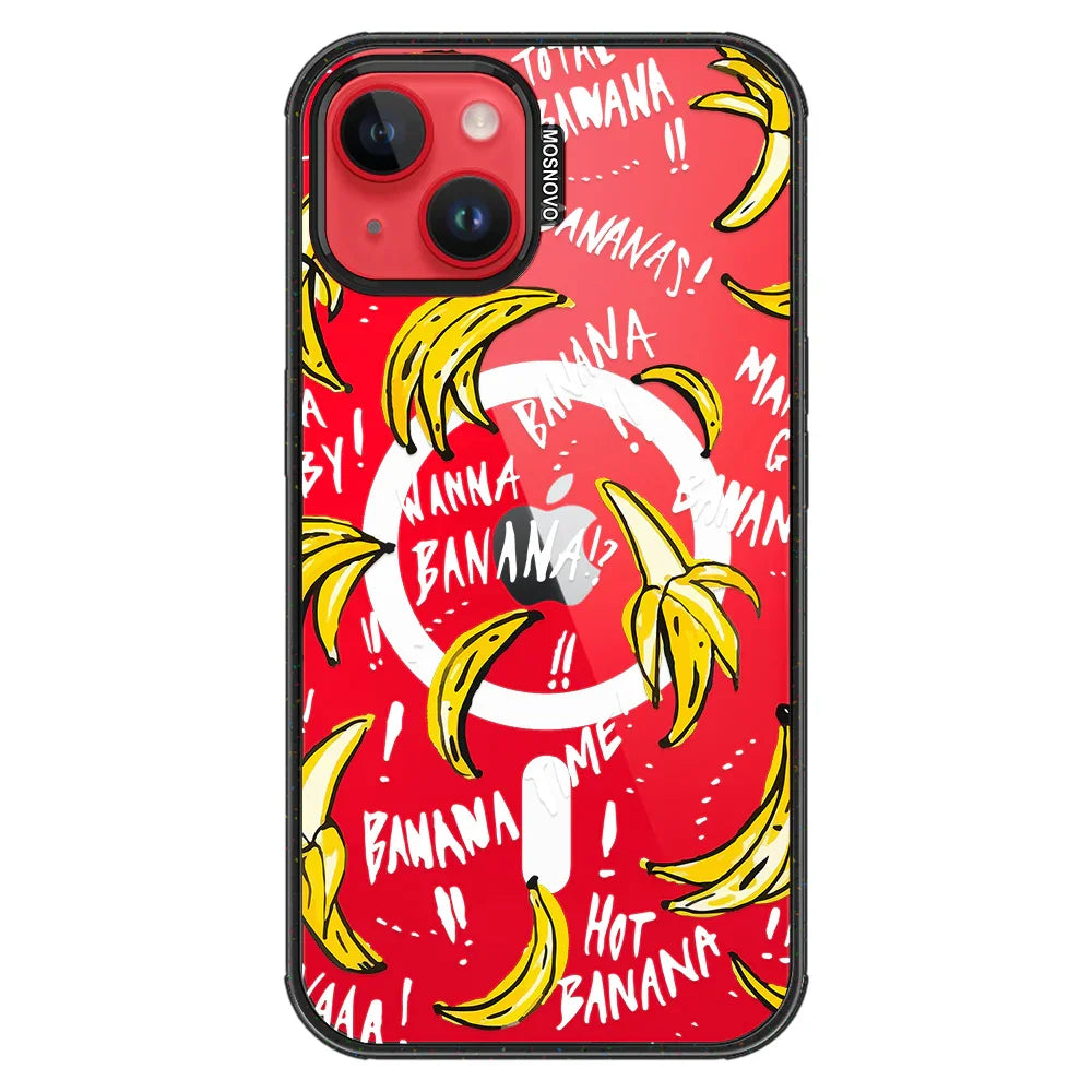 Banana Banana Phone Case - iPhone 14 Plus Case Clear Black ShockStone With MagSafe