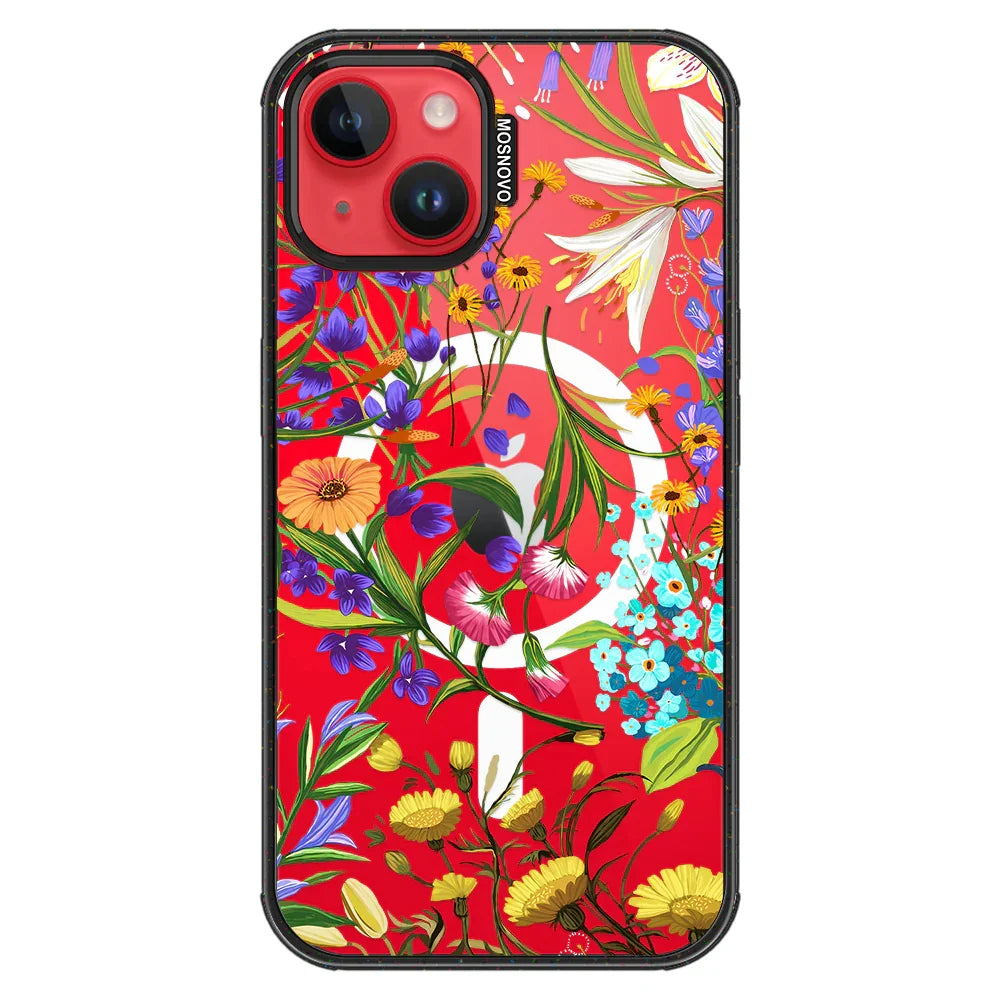 Summer Flower Holidays Phone Case - iPhone 13 Case Clear Black ShockStone With MagSafe