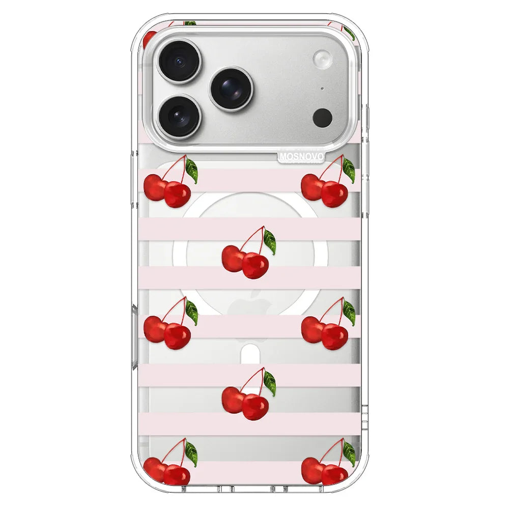 Pink Stripes Cherry Phone Case - iPhone 17 Pro Max Case – MOSNOVO