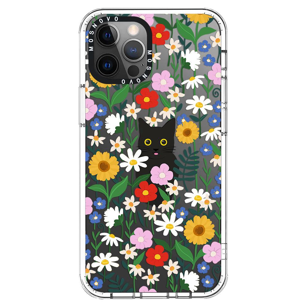 Black Cat in Garden Phone Case - iPhone 12 Pro Max Case - MOSNOVO