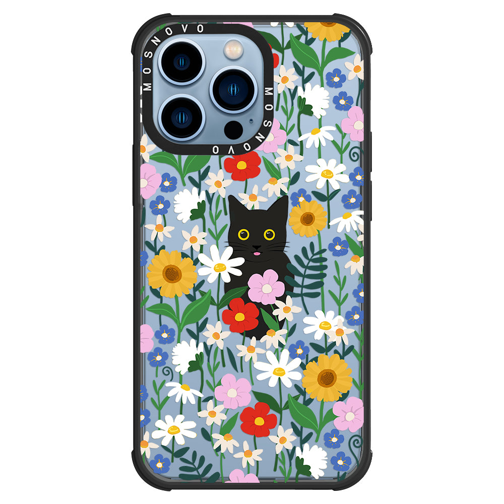 Black Cat in Garden Phone Case - iPhone 13 Pro Case - MOSNOVO
