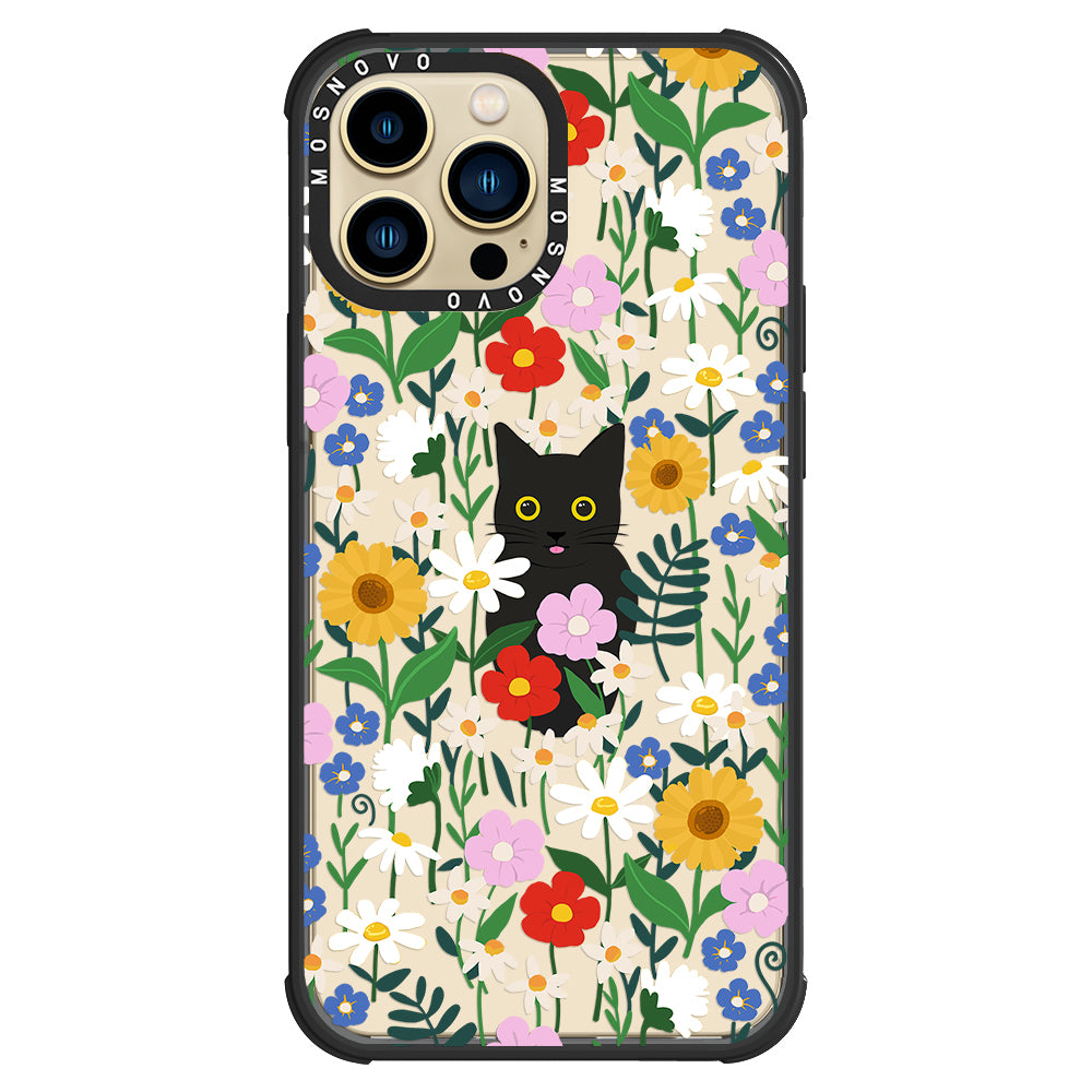 Black Cat in Garden Phone Case - iPhone 13 Pro Max Case - MOSNOVO