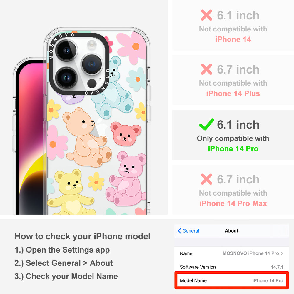 Cute Teddy Bear Phone Case - iPhone 14 Pro Case - MOSNOVO