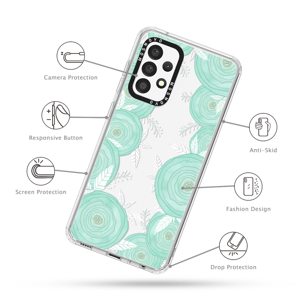 Mint Flower Phone Case - Samsung Galaxy A52 & A52 Case - MOSNOVO