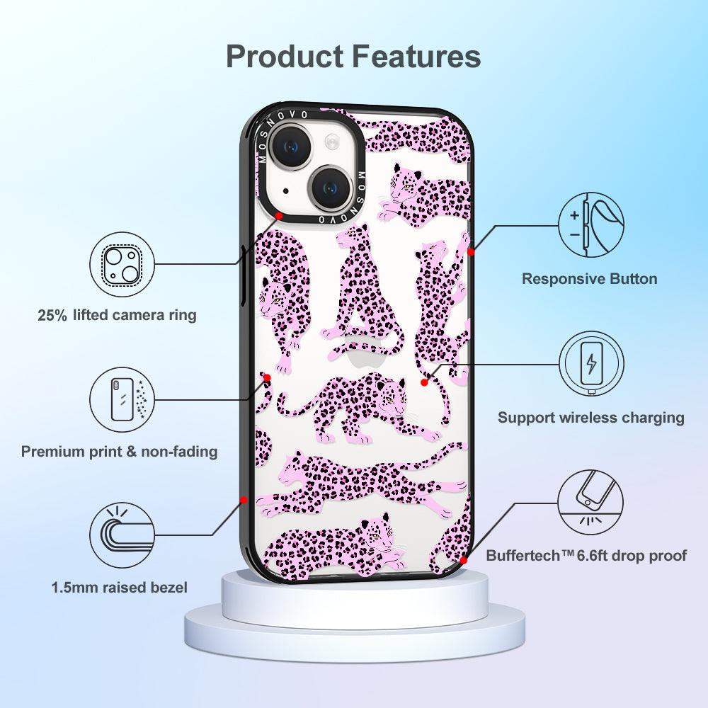 Pink Leopard Phone Case - iPhone 14 Plus Case - MOSNOVO
