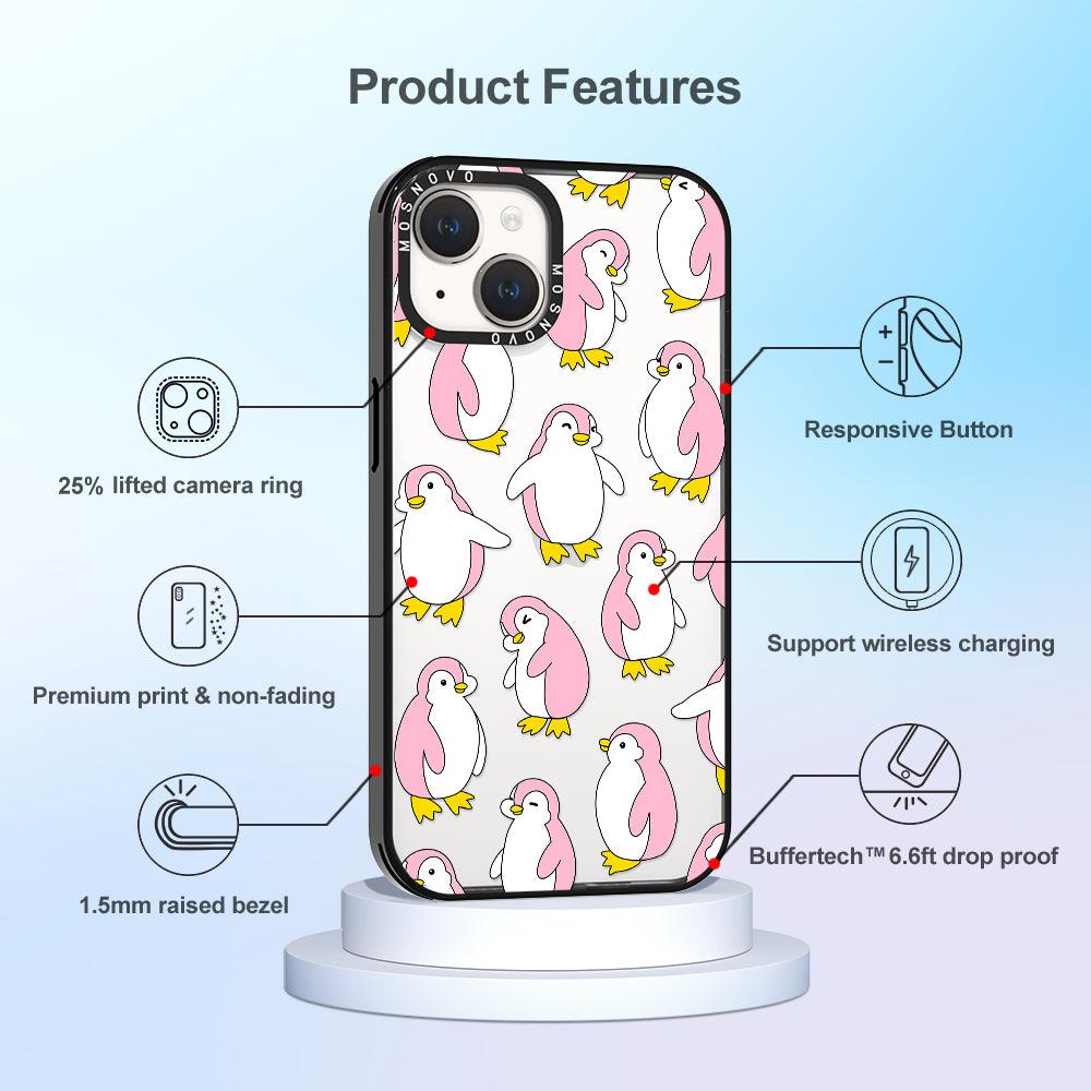 Pink Penguins Phone Case - iPhone 14 Plus Case - MOSNOVO