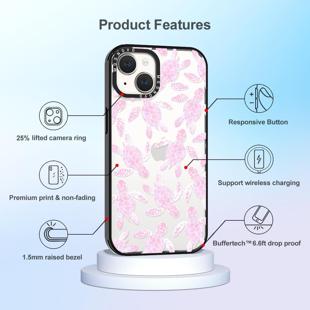 Pink Turtle Phone Case - iPhone 14 Plus Case - MOSNOVO