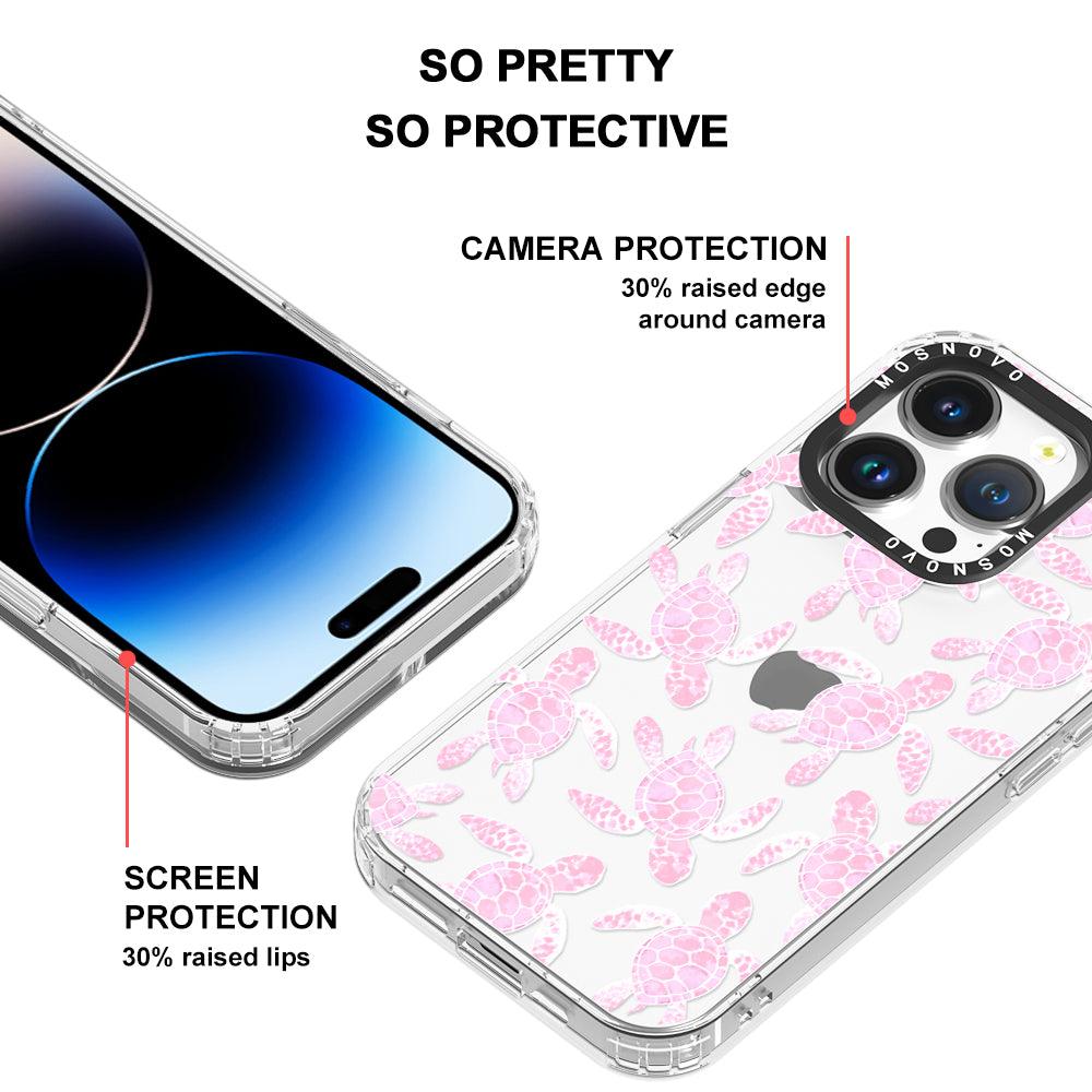 Pink Turtle Phone Case - iPhone 14 Pro Case - MOSNOVO