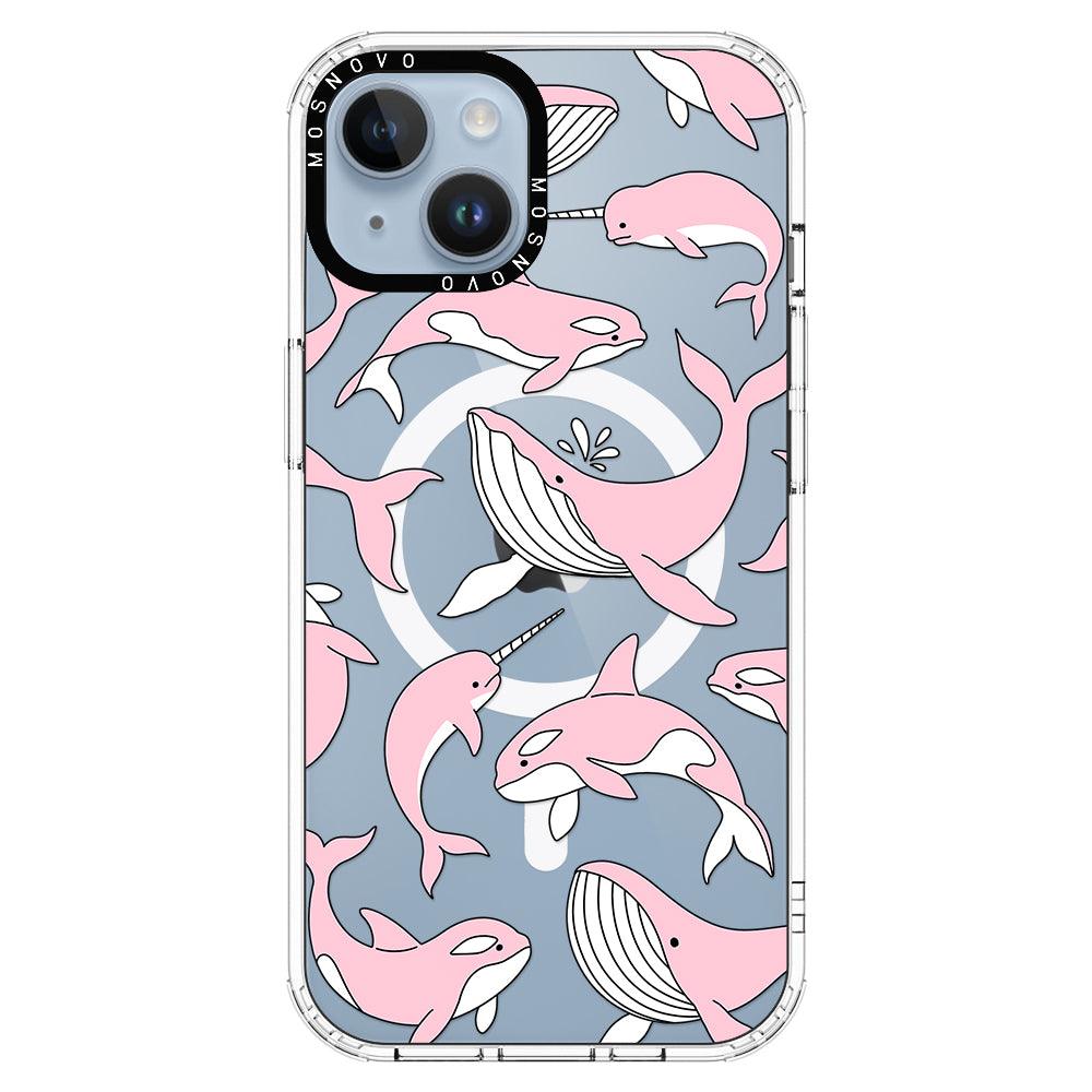 Pink Whales Phone Case - iPhone 14 Case - MOSNOVO