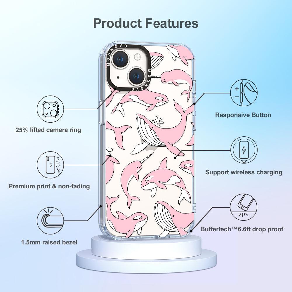 Pink Whales Phone Case - iPhone 14 Case - MOSNOVO
