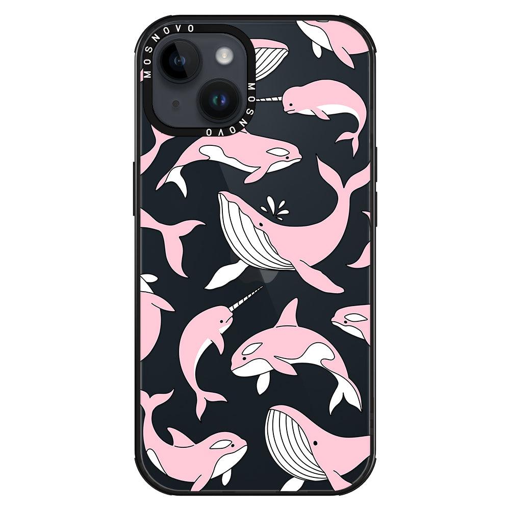 Pink Whales Phone Case - iPhone 14 Plus Case - MOSNOVO