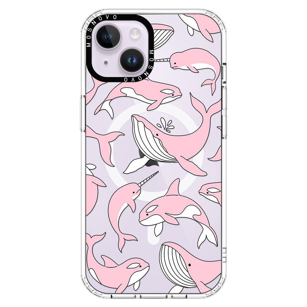 Pink Whales Phone Case - iPhone 14 Plus Case - MOSNOVO