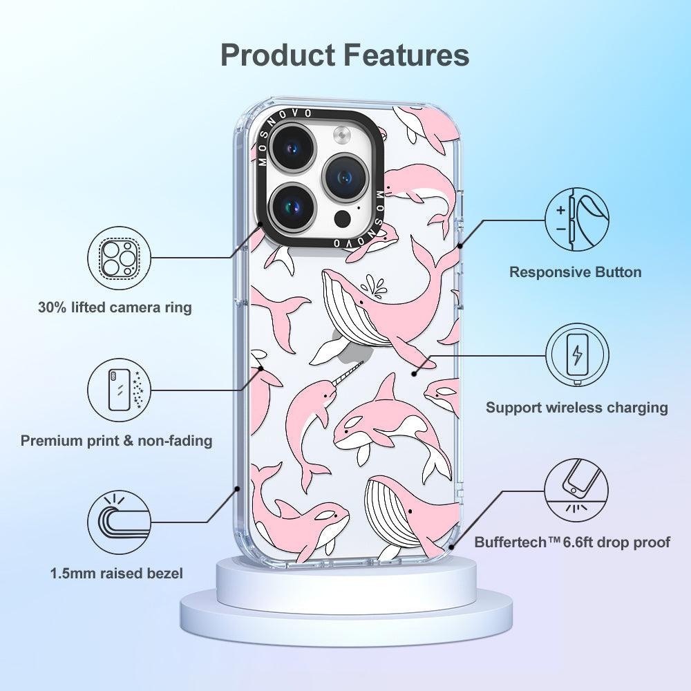Pink Whales Phone Case - iPhone 14 Pro Case - MOSNOVO