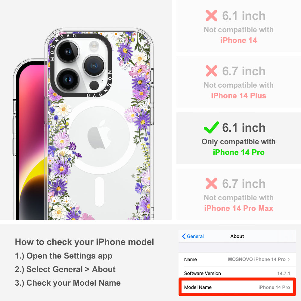 Purple Daisy Garden Phone Case - iPhone 14 Pro Case - MOSNOVO