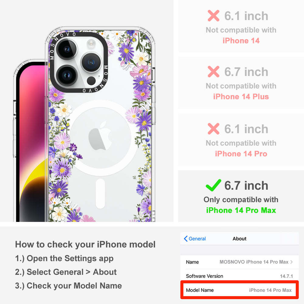 Purple Daisy Garden Phone Case - iPhone 14 Pro Max Case - MOSNOVO